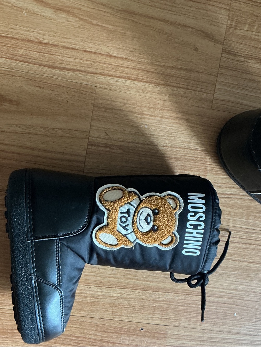 Moschino Kids Black Teddy Pull‑Cord Booties - Picture 5 of 6